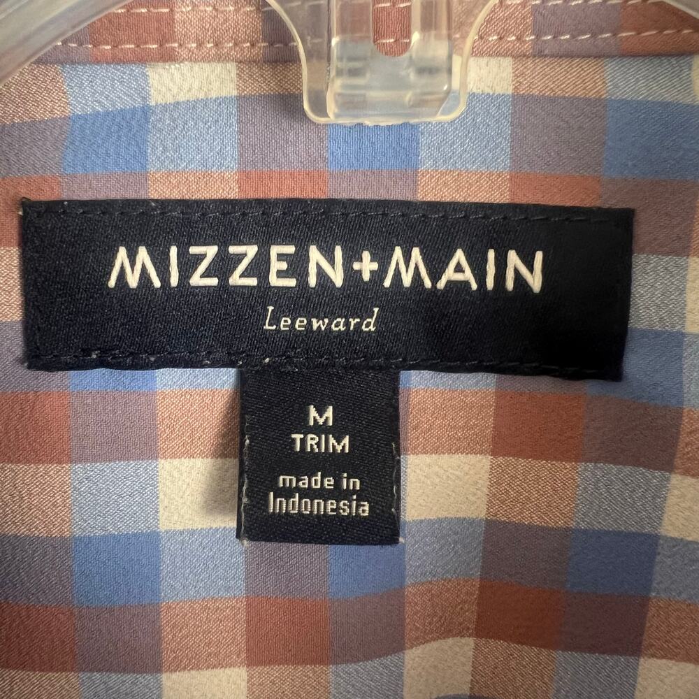 Mizzen+Main Leeward Shirt men’s medium trim, blue check rn 157281 poly/spandex - Picture 5 of 7